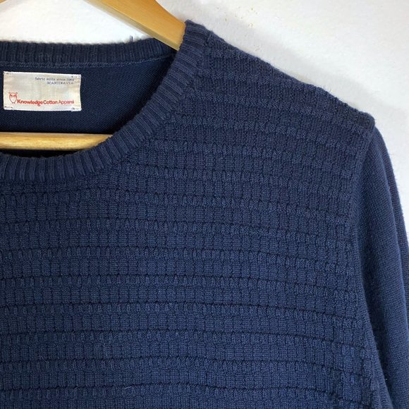 Knowledge Cotton Apparel Men's Navy Knit Sweater, Size M - Picture 3 of 7